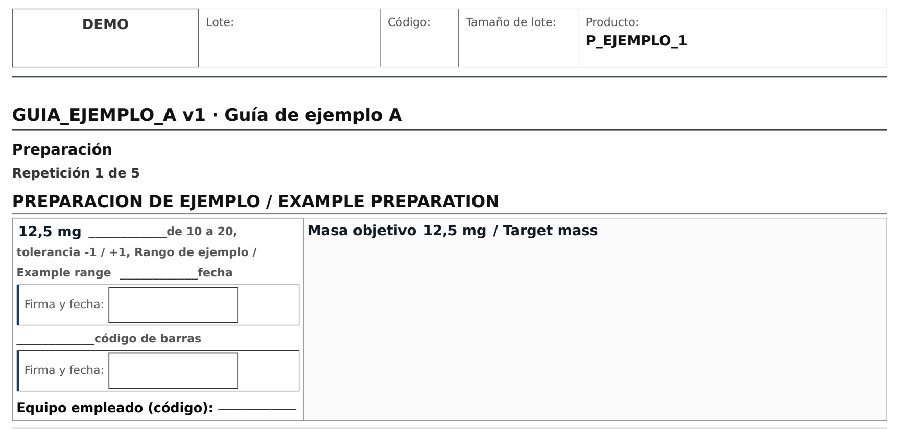El principio de una página del cuaderno de un código de ejemplo: la cabecera de la planta y la operación de preparación, recuadrada.